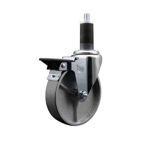 Service Caster 5'' Semi Steel Swivel 1-1/4'' Expanding Stem Caster with Brake SCC-EX20S515-SSR-PLB-114